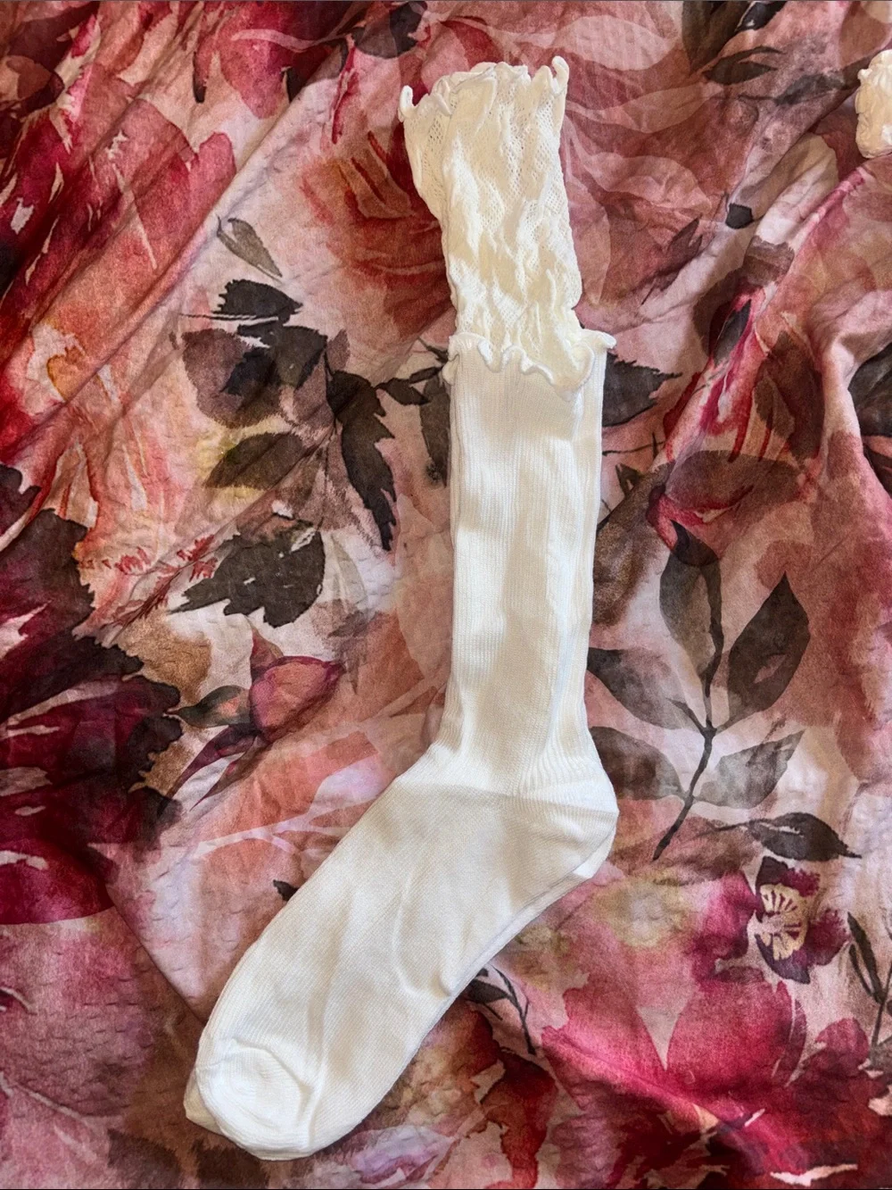 Woman’s White Lace Knee High Socks, NWT
